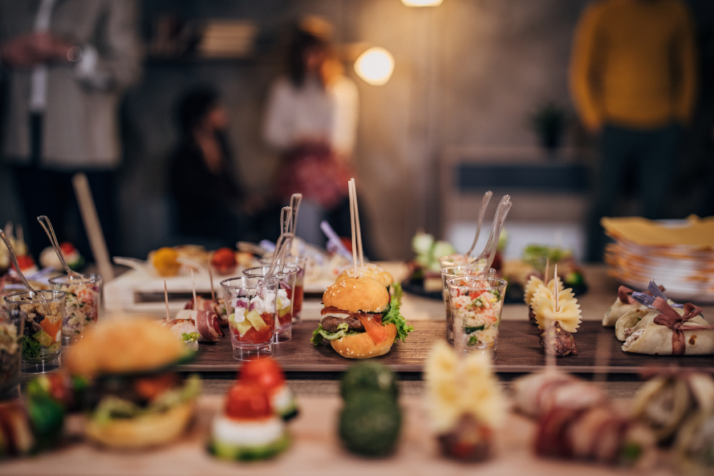 A tray of mini sliders with different fillings