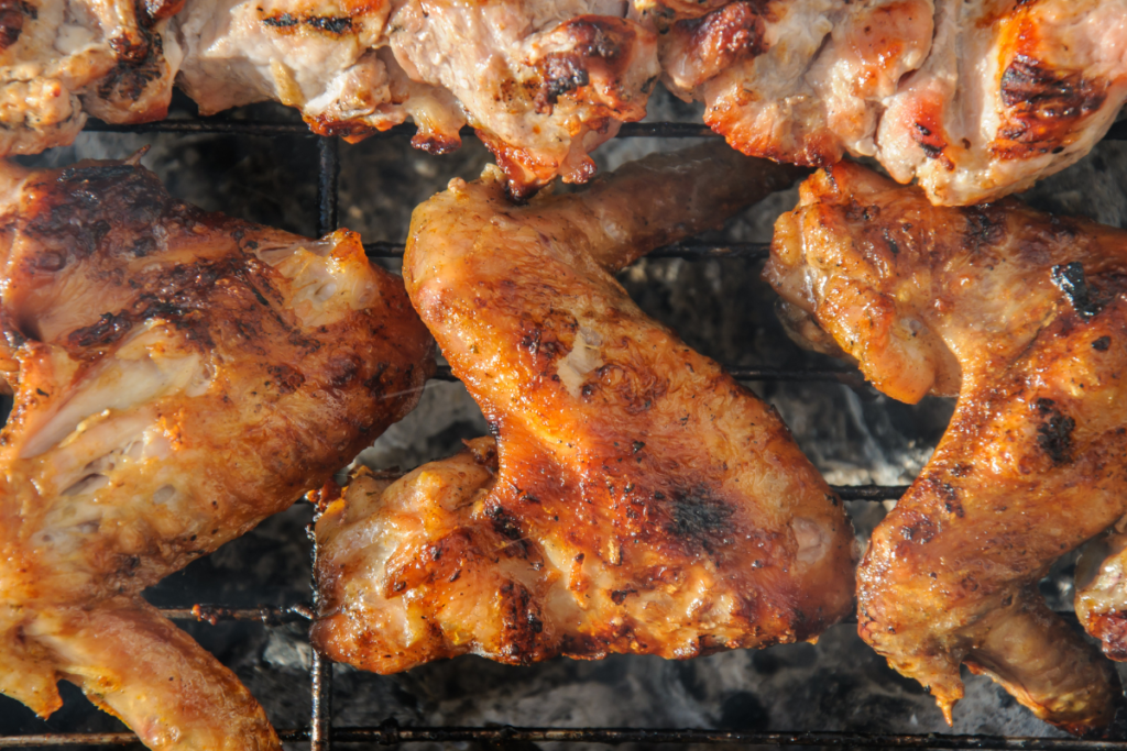 A chicken wings in grill