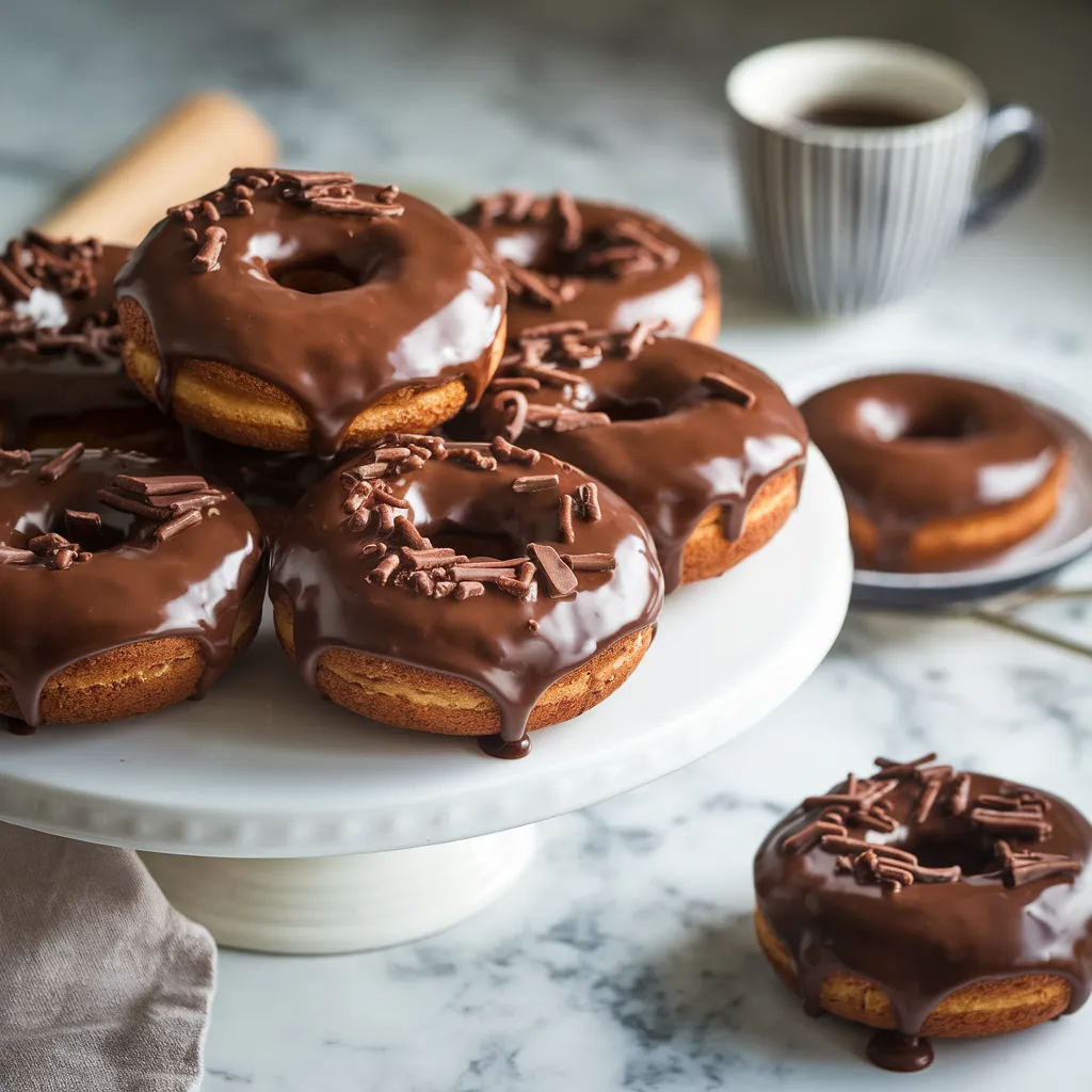 glazed chocolate donut with a bite taken out, showing the fluffy interior.