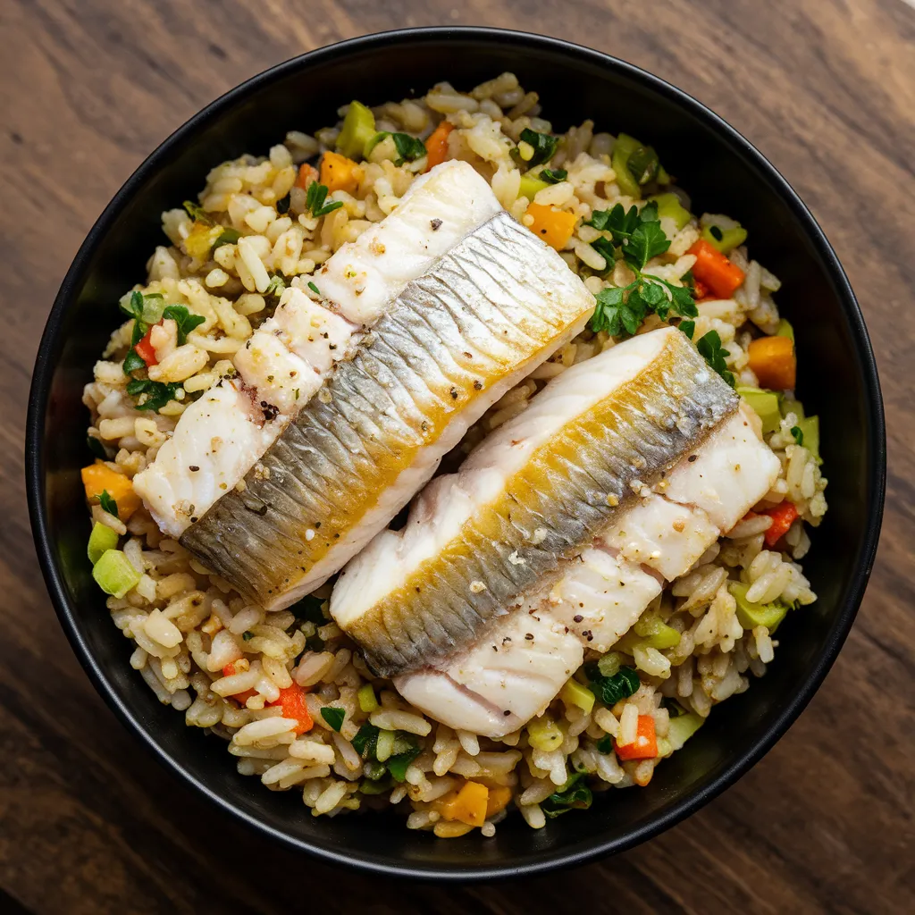 Healthy White Rice with fish