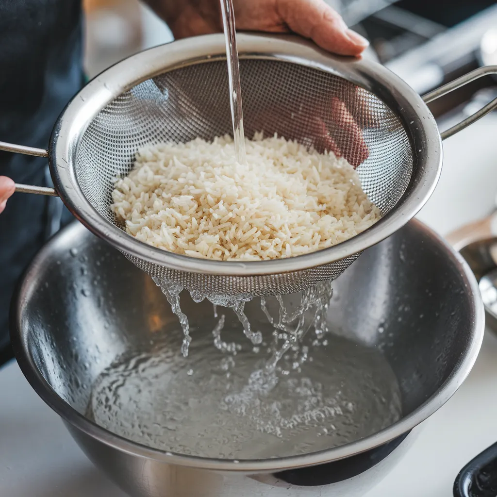 Rinsing the rice before cooking