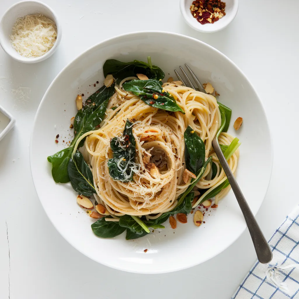 pasta dish on a clean white plate