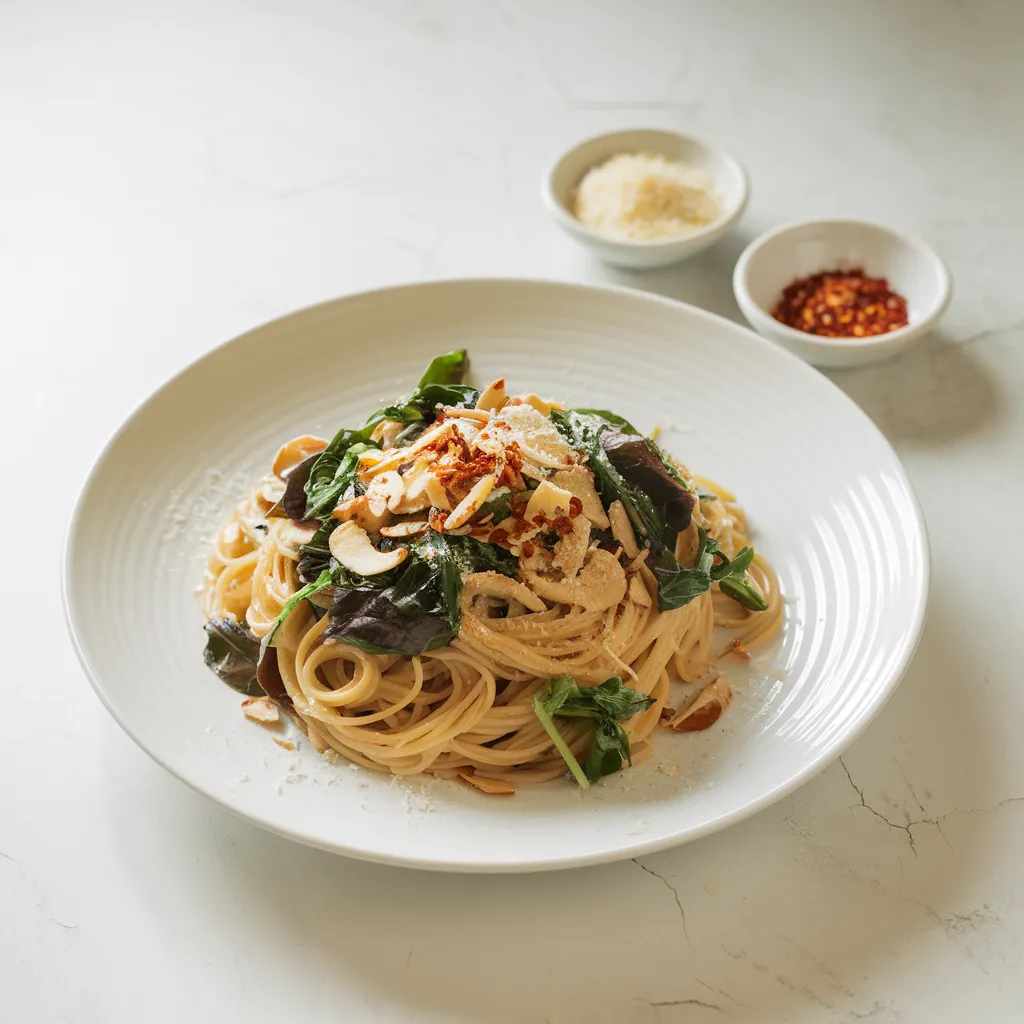 pasta dish on a clean white plate