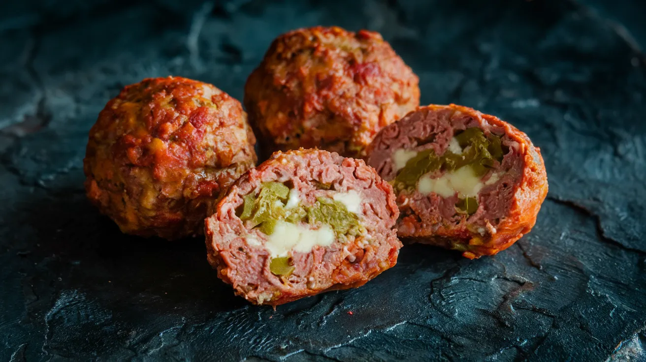 Armadillo Eggs, sliced open to reveal the layers