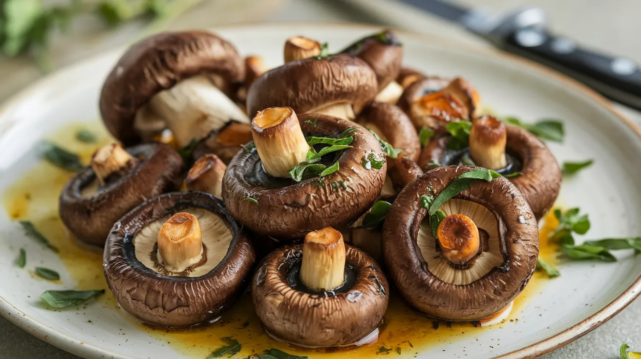 golden-brown sautéed button mushrooms