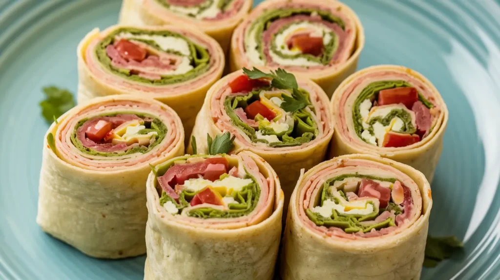 taco tortilla roll-ups, neatly sliced